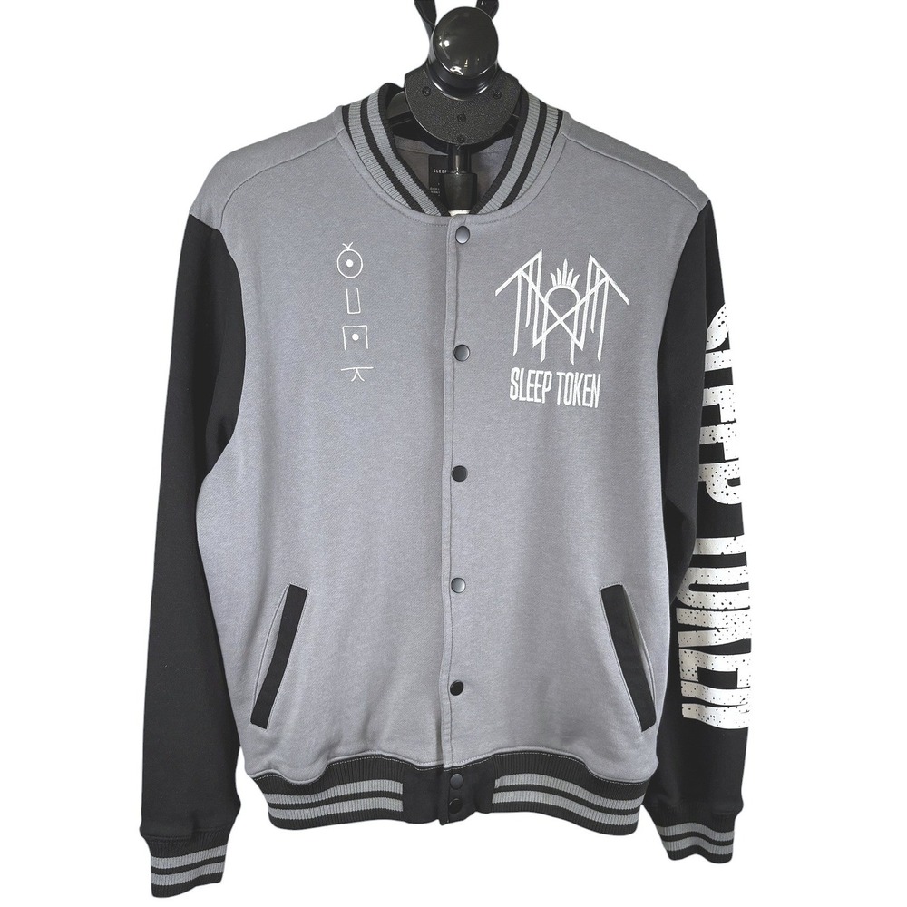 Sleep Token Varsity‎ Jacket Grey Black Graphic Band Merch Size M QY25-093